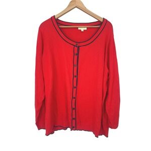 ModCloth Cardigan Sweater 4X Red Navy Preppy Academia Coastal Grandma Retro
